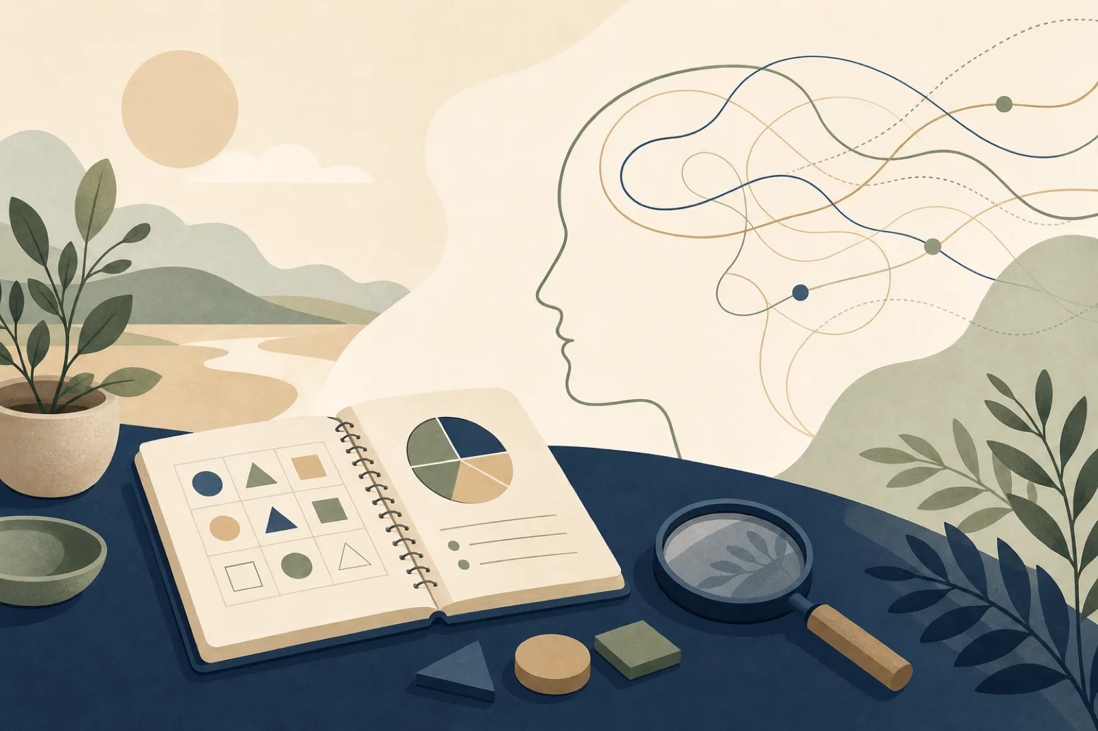 Illustration suggesting thoughtful psychological assessment and clarity.